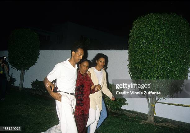 Shirley Baker Simpson, sister of O.J. Simpson, walks near the crime scene where the murders of Nicole Brown Simpson and Ron Goldman took place on...