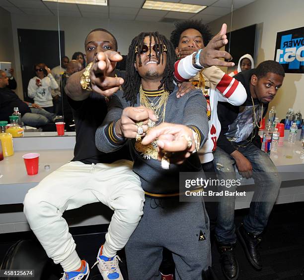 Rapper Bobby Shmurda and rappers Quavo and Offset of Migos pose backstage at Power 105.1's Powerhouse 2014 at Barclays Center of Brooklyn on October...