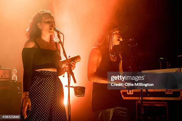Rudi Salmon and Andro Cowperthwaite of Jungle perform on stage at Shepherds Bush Empire on October 30, 2014 in London, United Kingdom.