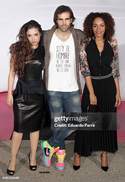Actress Monse Pla, actor Angel Caballero and actress Yohana Cobo attend Energy and Divinity TV channels party photocall at Principe Pio train station...