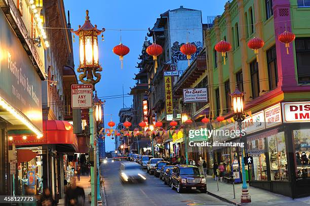 san francisco chinatown - san francisco chinatown night stock pictures, royalty-free photos & images