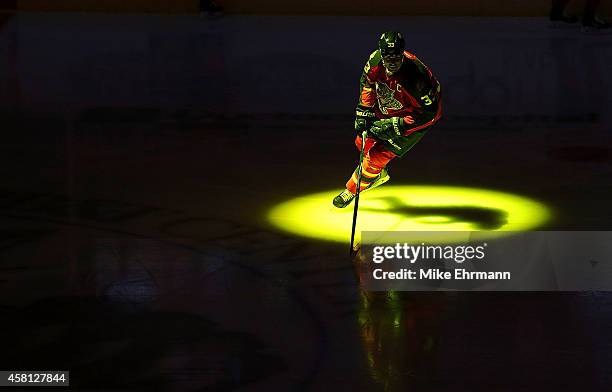 Willie Mitchell of the Florida Panthers warms up during a game against the Arizona Coyotes at BB&T Center on October 30, 2014 in Sunrise, Florida.