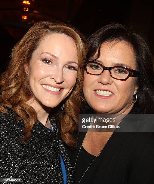 Michelle Rounds and wife Rosie O'Donnell pose at The Opening Night of "The Real Thing" on Broadway at American Airlines Theatre on October 30, 2014...