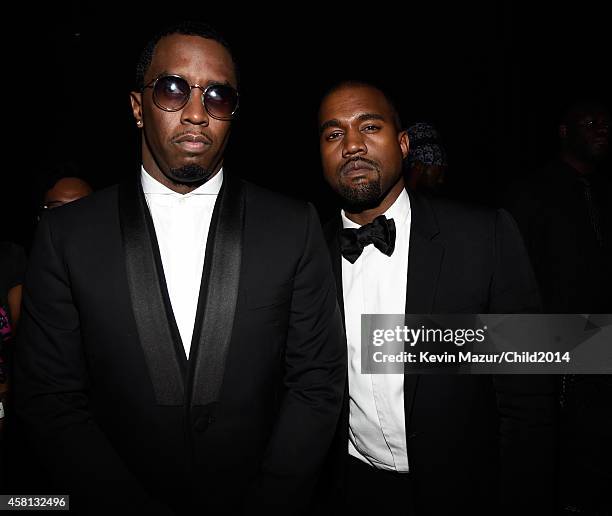 Sean Combs and Kanye West attend Keep A Child Alive's 11th Annual Black Ball at Hammerstein Ballroom on October 30, 2014 in New York City.