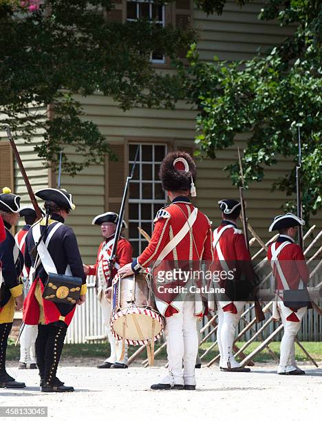 reenactment of redcoats seizing williamsburg - winchester virginia stock pictures, royalty-free photos & images