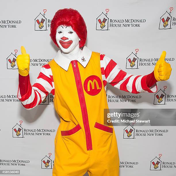 An attendee dressed as Ronald McDonald attends the 2014 Masquerade Ball Benefiting Ronald McDonald House at Apella on October 30, 2014 in New York...