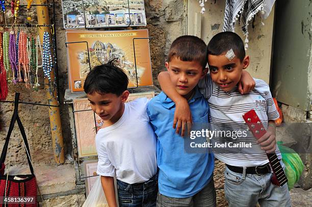 palestinian boys in jerusalem - palestine stock pictures, royalty-free photos & images