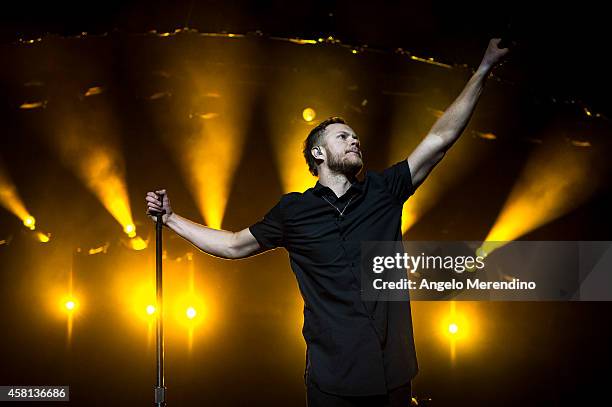 Dan Reynolds of Imagine Dragons performs during the Cleveland Cavaliers & Turner Sports Home Opener Fan Fest on October 30, 2014 in Cleveland, Ohio.