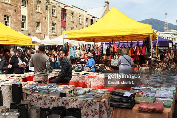 salamanca markets - hobart salamanca market stock pictures, royalty-free photos & images