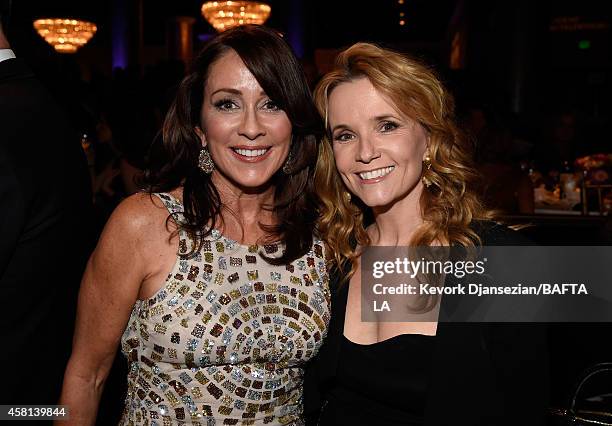 Actresses Patricia Heaton and Lea Thompson attend the BAFTA Los Angeles Jaguar Britannia Awards presented by BBC America and United Airlines at The...