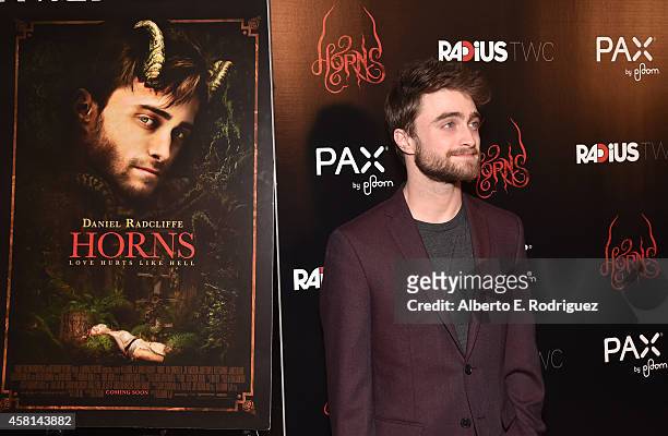 Actor Daniel Radcliffe arrives for the Los Angeles premiere of RADiUS-TWC's "Horns" at ArcLight Hollywood on October 30, 2014 in Hollywood,...