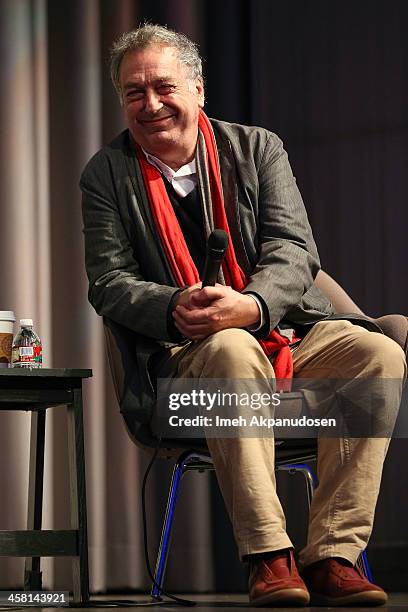 Director Stephen Frears speaks onstage during a Q&A at the 'Philomena' Town Hall Event and Screening at Museum Of Tolerance on December 19, 2013 in...