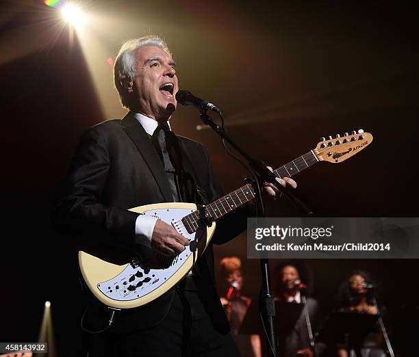 David Byrne performs onstage during Keep A Child Alive's 11th Annual Black Ball at Hammerstein Ballroom on October 30, 2014 in New York City.