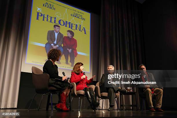 Radio personality Alex Cohen, USC Media and Religion Knight Chair Diane Winston, author Craig Detweiler, and director Stephen Frears speak onstage...