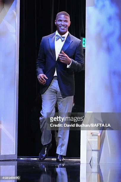 Actor Jamie Foxx attends the BAFTA Los Angeles Jaguar Britannia Awards presented by BBC America and United Airlines at The Beverly Hilton Hotel on...