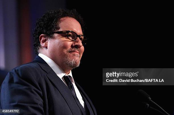 Actor Jon Favreau speaks onstage at the BAFTA Los Angeles Jaguar Britannia Awards presented by BBC America and United Airlines at The Beverly Hilton...