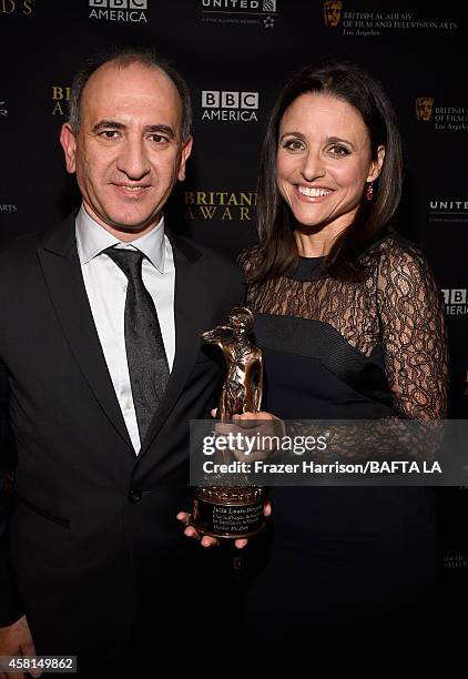 Producer Armando Iannucci and Honoree Julia Louis-Dreyfus, recipient of the Charlie Chaplin Britannia Award for Excellence in Comedy attend the BAFTA...