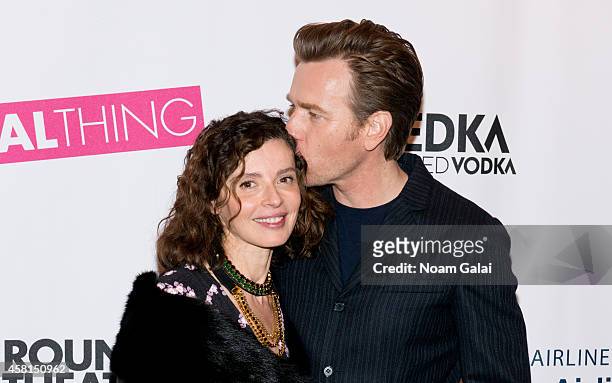 Ewan McGregor and Eve Mavrakis attend the opening night of "The Real Thing" on Broadway at American Airlines Theatre on October 30, 2014 in New York...
