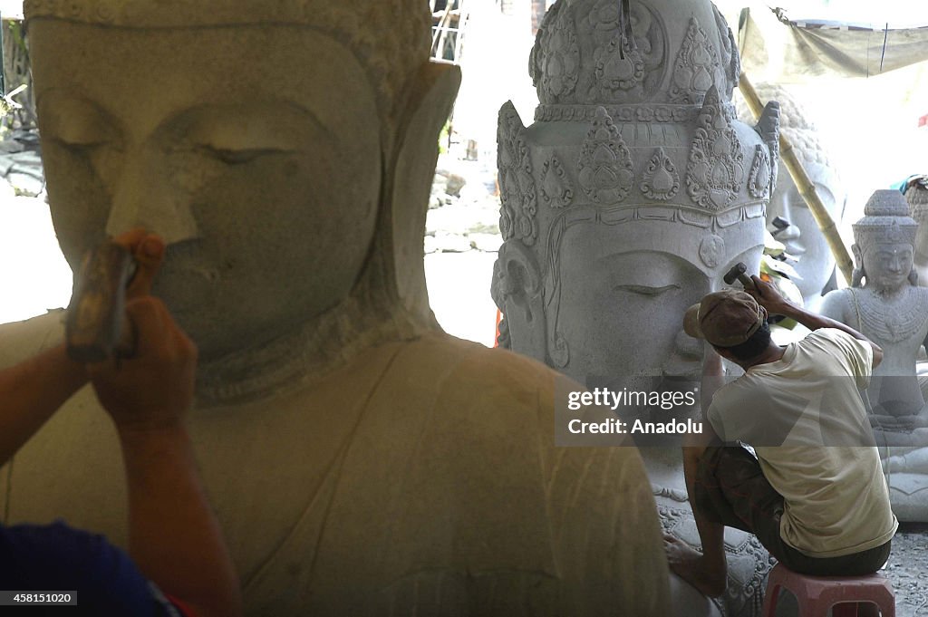 Natural stone carving in Indonesia