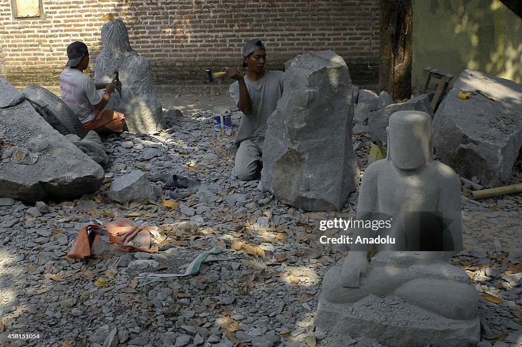 Natural stone carving in Indonesia