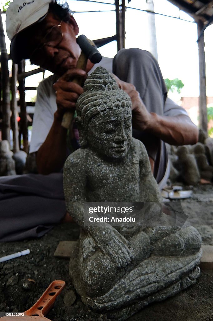 Natural stone carving in Indonesia