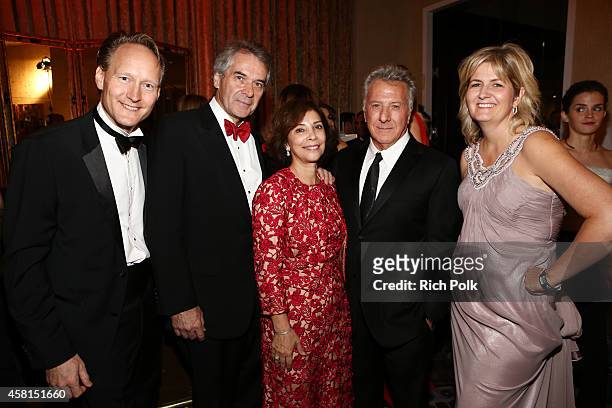 British Consul General in Los Angeles Chris O'Connor, Sir Peter Westmacott KCMG, LVO, Lady Susie Nemazee, actor Dustin Hoffman and Martha O'Connor...