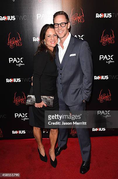 Producers Cathy Schulman and Joey McFarland arrive at the Los Angeles premiere of RADiUS-TWC's 'Horns' at ArcLight Hollywood on October 30, 2014 in...
