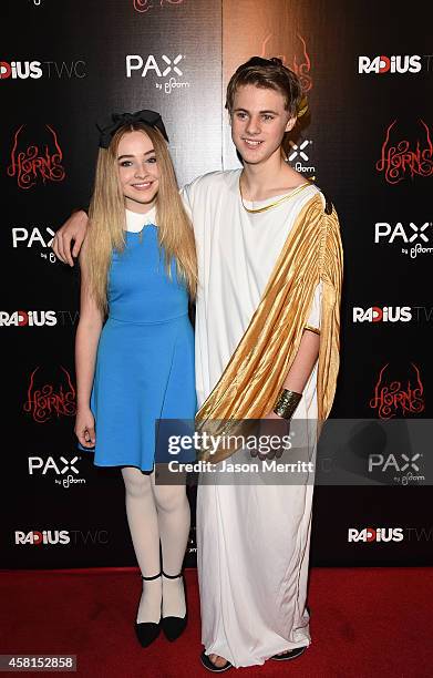 Actors Sabrina Carpenter and Laine McNeal arrive at the Los Angeles premiere of RADiUS-TWC's 'Horns' at ArcLight Hollywood on October 30, 2014 in...