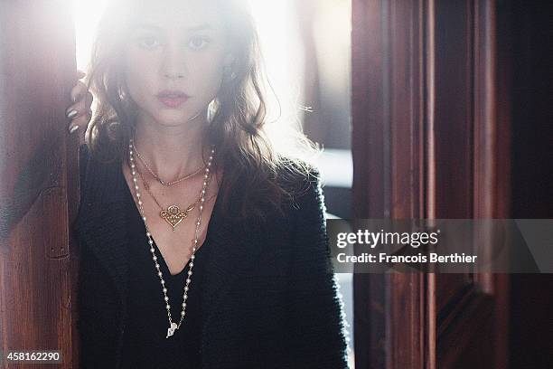 Actress Astrid Berges Frisbey is photographed for Self Assignment on September 12, 2014 in Paris, France.