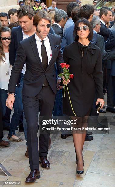 Juan Jose Padilla and Lidia Cabello attend the funeral for the Spanish bullfighter Jose Maria Manzanares at Cathedral of San Nicolas on October 30,...