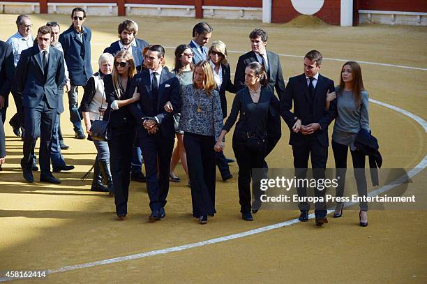 Manolo Manzanares, Ana Manzanares, Yeyes Manzanares, Jose Maria Manzanares and Rocio Escalona follow the coffin of the bullfigher Jose Maria...