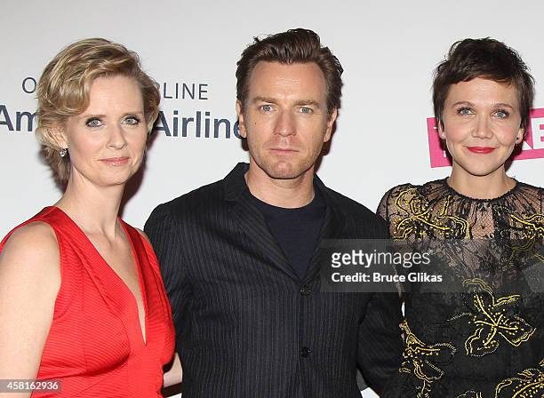 Cynthia Nixon, Ewan McGregor and Maggie Gyllenhaal at The Opening Night of "The Real Thing" on Broadway at American Airlines Theatre on October 30,...