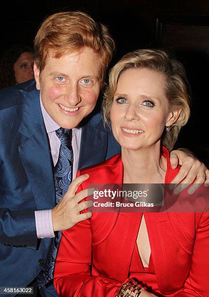 Christine Marinoni and wife Cynthia Nixon pose at The Opening Night After Party for "The Real Thing" on Broadway at The Liberty Theatre on October...