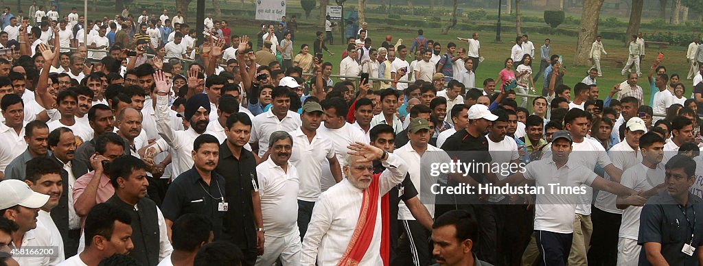 Prime Minister Narendra Modi Flags Off Run For Unity From Vijay Chowk