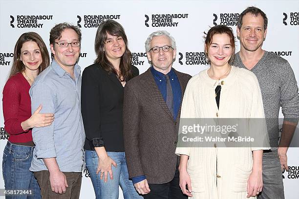 Marin Hinkle, Jeremy Shamos, Director Pam McKinnon, Playwright Donald Margulies, Heather Burns and Darren Pettie attend the Photo Call for the...