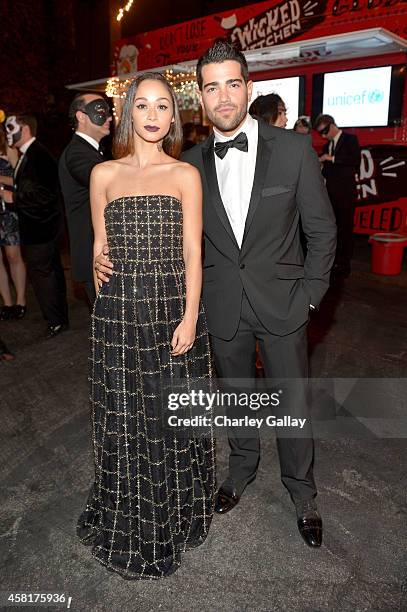 Actors Cara Santana and Jesse Metcalfe at The UNICEF Dia de los Muertos Black & White Masquerade Ball at Hollywood Forever Cemetery benefitting...