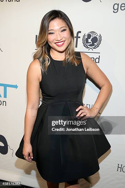 Actress Jenna Ushkowitz at The UNICEF Dia de los Muertos Black & White Masquerade Ball at Hollywood Forever Cemetery benefitting UNICEFs education...