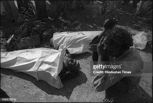 Bodies of victims of Bhopal gas tragedy lie on a roadside on December 4, 1984 in Bhopal, India on December 4, 1984 in Bhopal, India. On the night of...