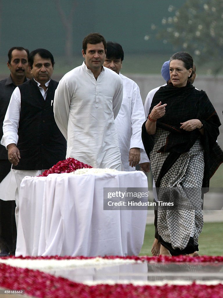 Sonia And Rahul Gandhi Pay Tribute To Indira Gandhi On Death Anniversary