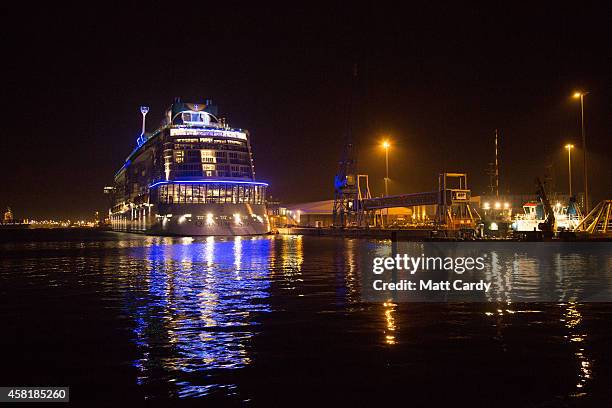 People gather to see the cruise ship Quantum of the Seas which is currently docked at Southampton on October 31, 2014 in Southampton, England. Billed...