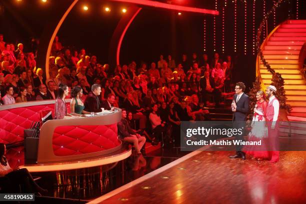 Jorge Gonzalez, Motsi Mabuse, Joachim Llambi, Daniel Hartwich, Sophia Thomalla and Massimo Sinato attend the 'Let's Dance - Let's Christmas' Show on...