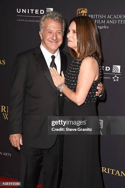 Dustin Hoffman and Lisa Hoffman arrives at the 2014 BAFTA Los Angeles Jaguar Britannia Awards Presented By BBC America And United Airlines at The...