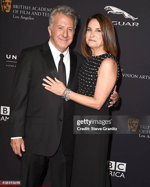 Dustin Hoffman and Lisa Hoffman arrives at the 2014 BAFTA Los Angeles Jaguar Britannia Awards Presented By BBC America And United Airlines at The...