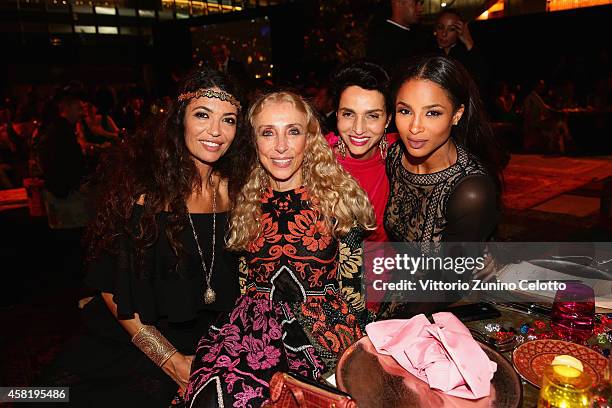 Afef Jnifen, Franca Sozzani, Farida Khelfa and Ciara attend the Gala Event during the Vogue Fashion Dubai Experience on October 31, 2014 in Dubai,...