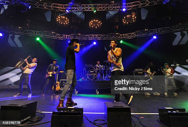 Rizzle Kicks performs at the KISS FM Haunted House Party at Eventim Apollo, Hammersmith on October 31, 2014 in London, England.