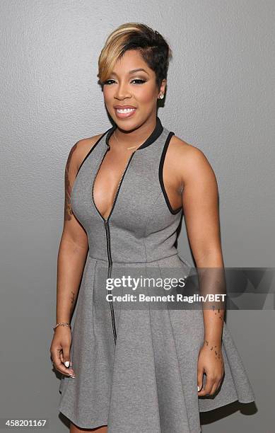 Recording artist K. Michelle visits 106 & Park at BET studio on December 19, 2013 in New York City.