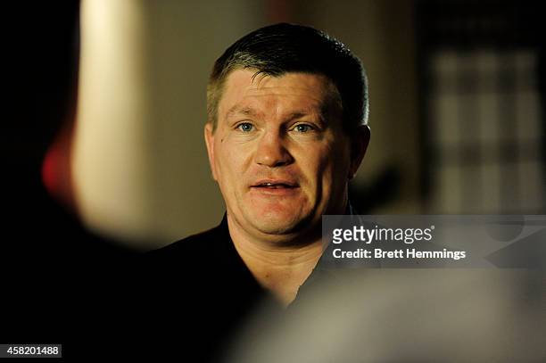 Ricky Hatton looks on during a press conference at The Kirribilli Club on November 1, 2014 in Sydney, Australia. Mundine will fight Sergey Rabchenko...
