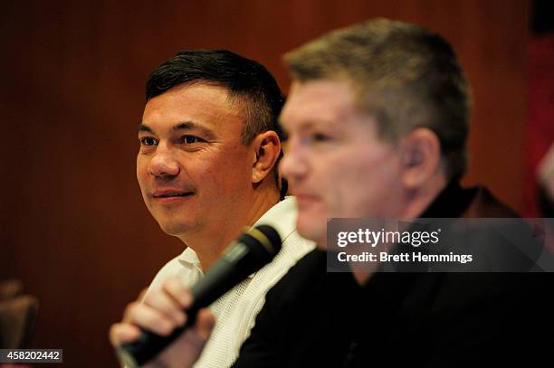 Kostya Tszyu looks on during a press conference at The Kirribilli Club on November 1, 2014 in Sydney, Australia. Mundine will fight Sergey Rabchenko...