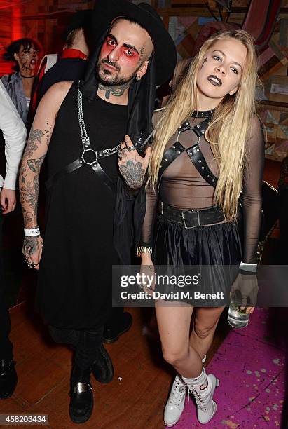 Ash Esfarani and Jessica Horwell attend 'Death Of A Geisha' hosted by Fran Cutler and Cafe KaiZen with Grey Goose on October 31, 2014 in London,...