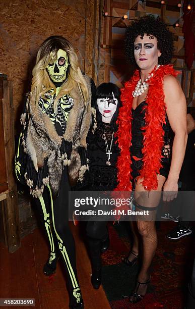 Fat Tony, Charlotte Cutler and David Graham attend 'Death Of A Geisha' hosted by Fran Cutler and Cafe KaiZen with Grey Goose on October 31, 2014 in...